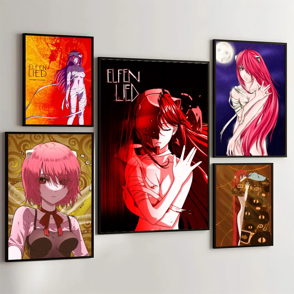 Póster adhesivo de película de Lied de cómic e-elfen, carteles Retro de papel Kraft, pegatina de bricolaje para habitación, Bar, cafetería, arte estético, pintura de pared, 1PC