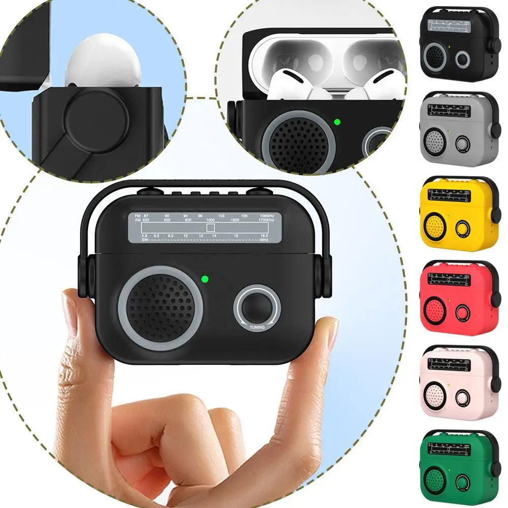 For AirPods 4 Earphones Silicone Protective Case With Radio Like Appearance Wireless Bluetooth Earphone Cover With Bracket ﻿