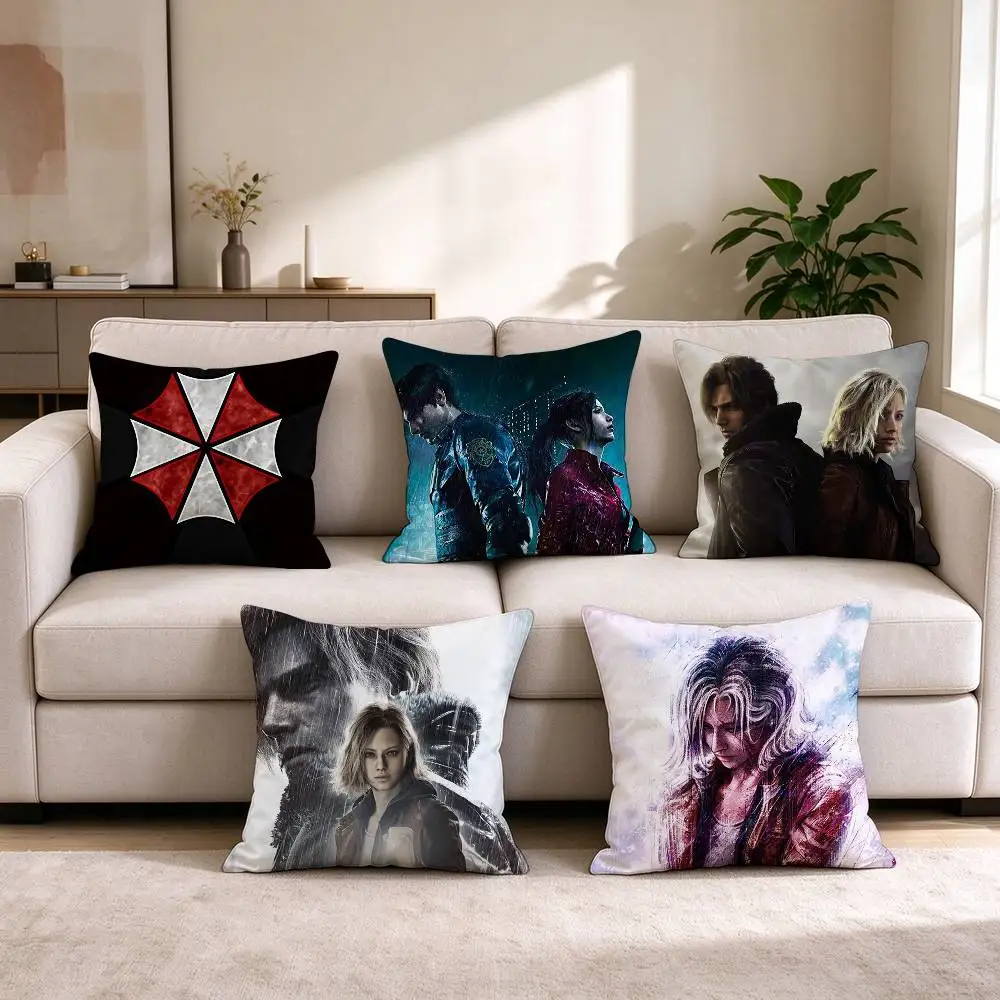 R-Resident Evil Game   Pillow Case Square Double-Sided Sofa Cushion Cover Bedroom Bedside Pillow