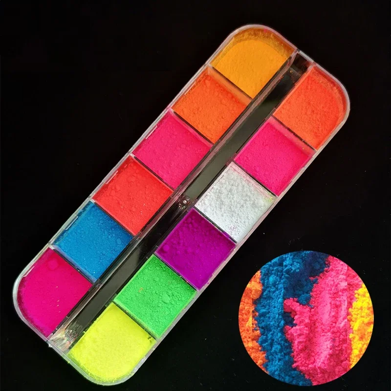 12 Colors/Box Fluorescent Multicolor Matte Eyeshadow Neon Pigment Powder Halloween Party Decoration Eyeshadow Palette Makeup