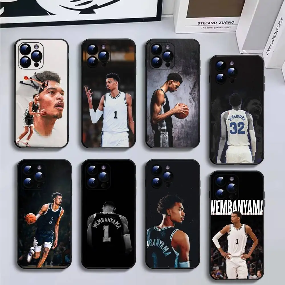 

Basketball Victor Wembanyama Phone Case For iPhone16,15,14,13,12,11 Plus,Pro Max,XS,X,XR,SE,Mini,8,7,Soft Black Cover