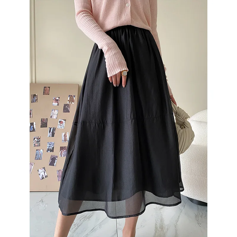 DUEWEER Mesh Layered Schwarz Langen Rock Elegante frauen Sommer Rosa Midi Röcke Koreanische Mode Bohemien Outfits Flowy Streetwear