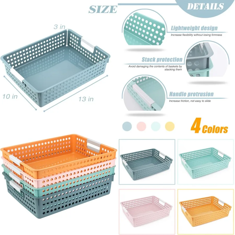 4 Stück drehbare Klassenzimmer-Tabletts für Studenten, Buchkörbe zur Aufbewahrung von Bibliotheken, Organisationsschubladen für Büro und Heimgebrauch, langlebig