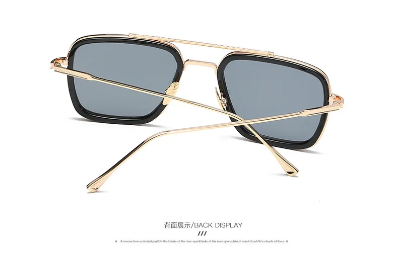 Modische Avengers Tony Stark Flugstil-Sonnenbrille Eckige Edith-Sonnenbrille – Detail 8