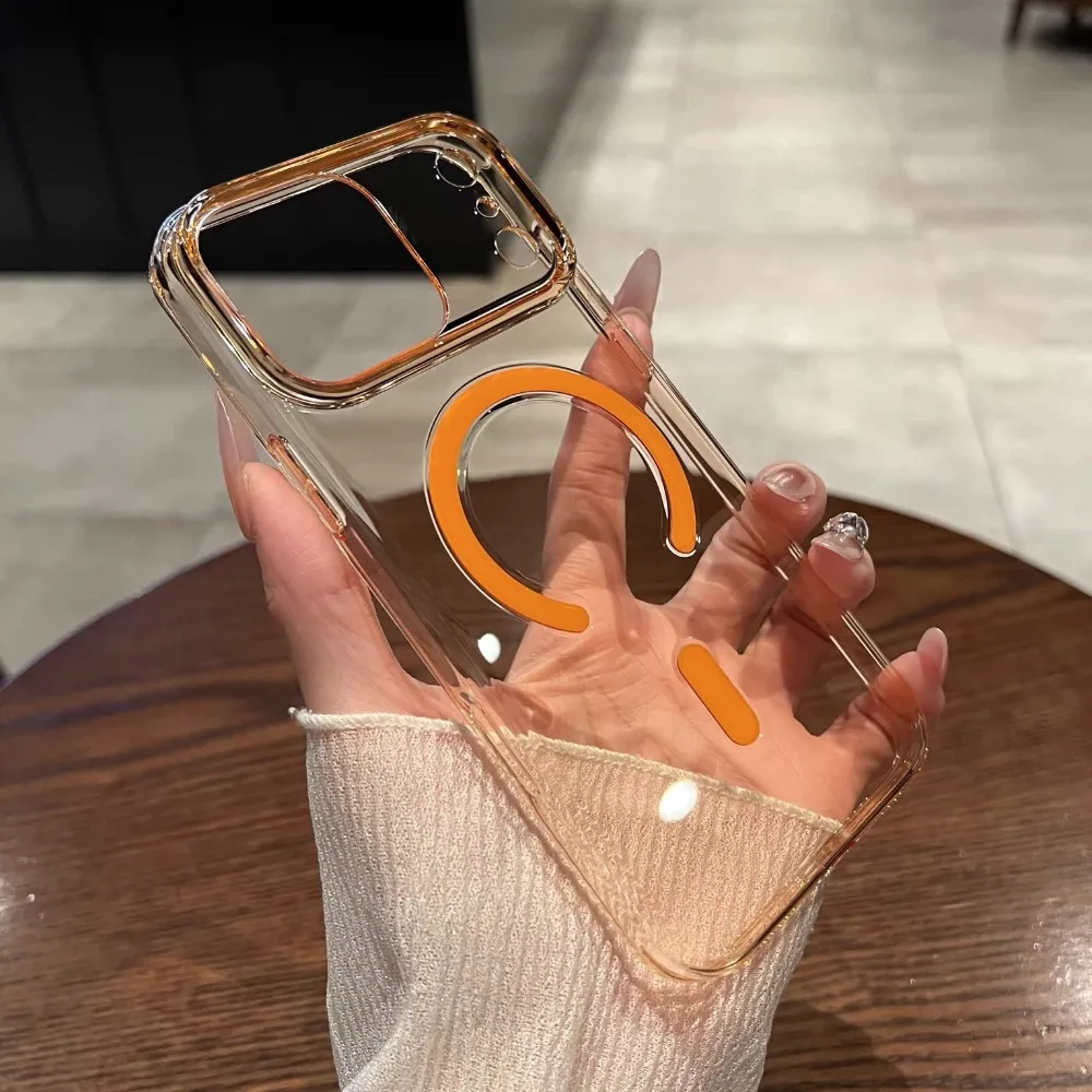 

Прозрачный чехол с кнопкой управления камерой Magsafe для iPhone 17 Pro Max Air 17Pro, магнитный жесткий ПК, прозрачный противоударный тонкий чехол