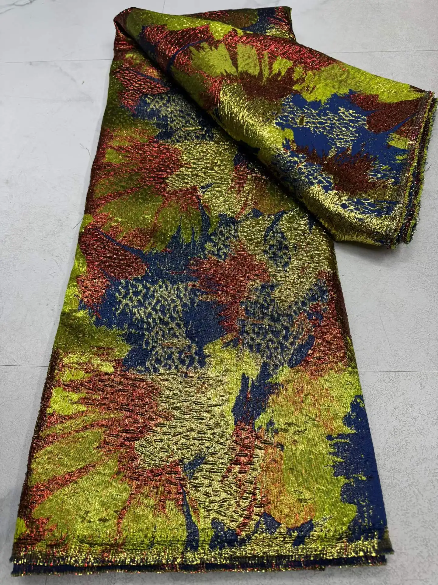 African Lace Fabrics 5 Yards Nigerian Gilding Jacquard Brocade Lace 2026 High Quality Lace For Wedding Party Gowns