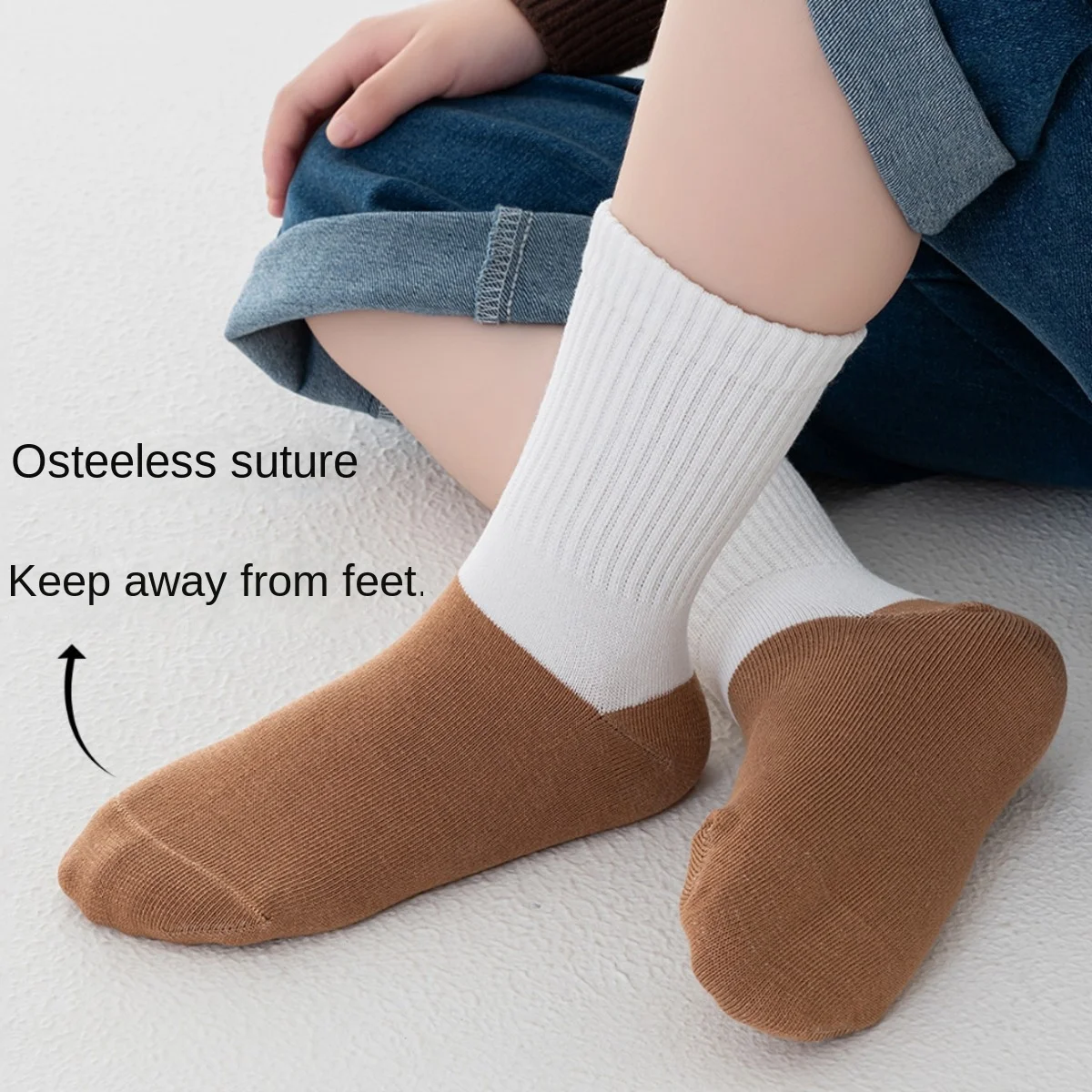 

5Pairs Athletic Crew Dress Children Sock Boy Cotton Students Small Medium Large dirt-resistant sweat-absorbing Breathable B8W148