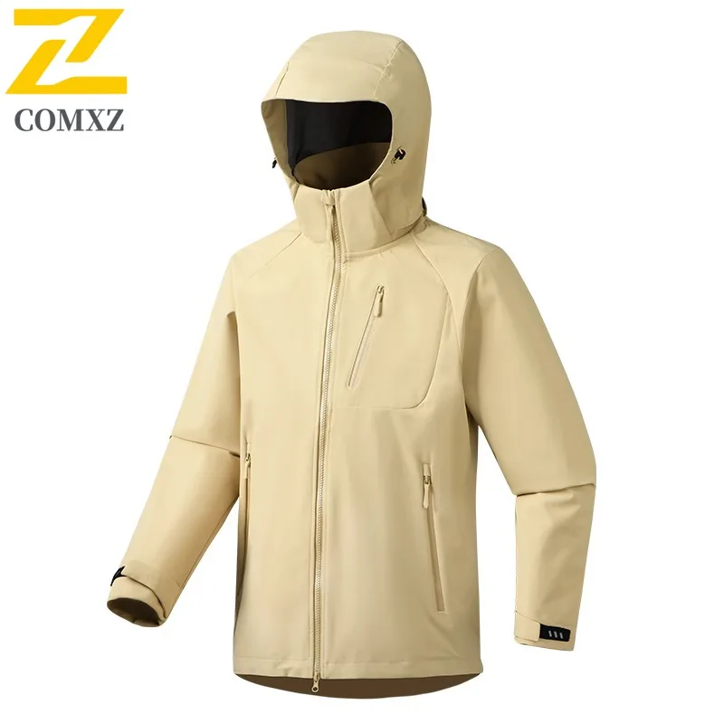 

COMXZ 2025 Новая ветрозащитная ветровка с капюшоном для занятий спортом на открытом воздухе для пары, альпинизма, ветрозащитная куртка, пальто
