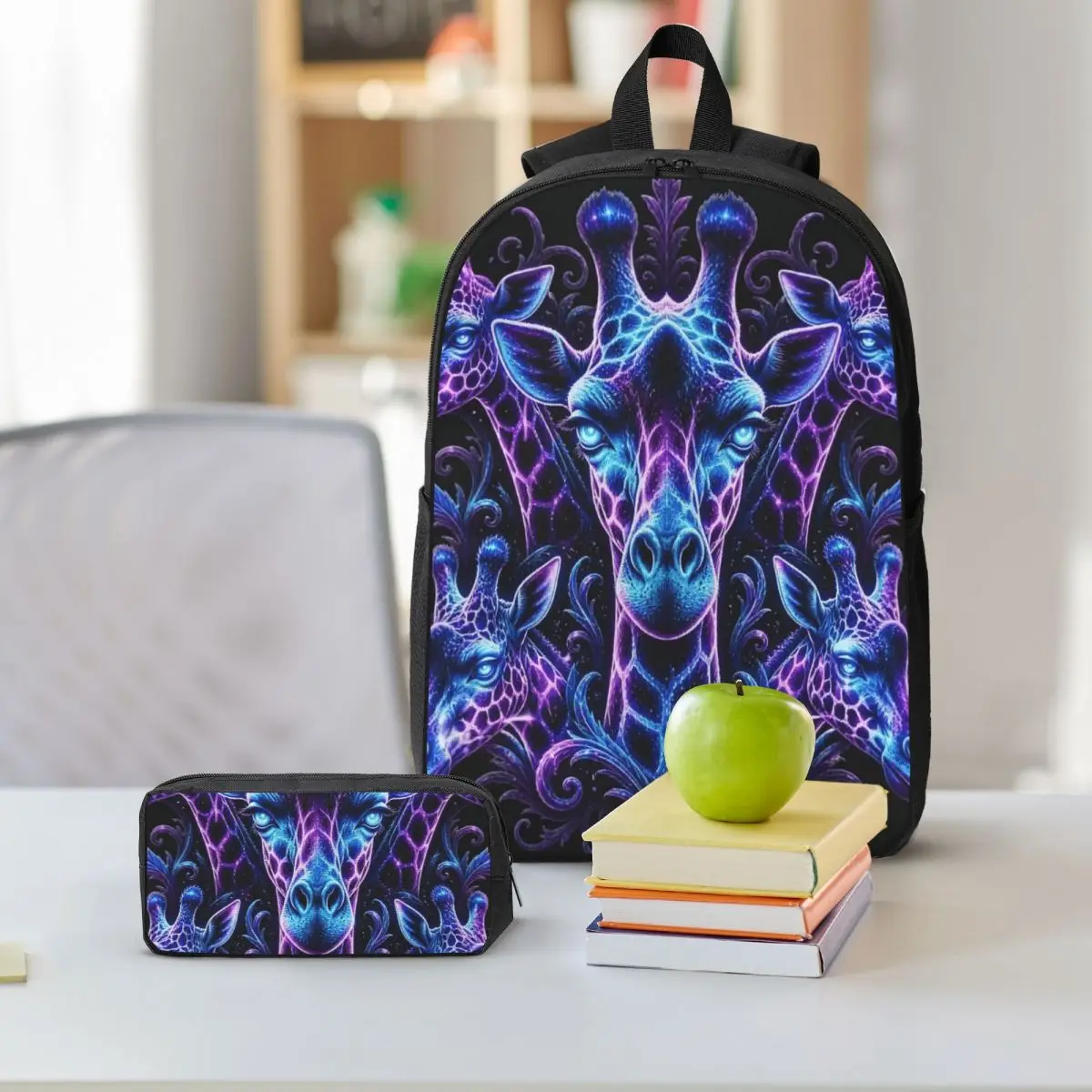 Giraffe Herd Pattern Backpack Boys Girls BookBag School Bag Shoulder Bags 3ps Insulated Lunch Bag Pencil Case