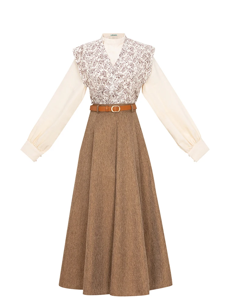 

Simple round Ne Hanfu Top And Skirt Set for Women Commute Friendly Casual Autumn Wear Polyester Fiber 00% Online S