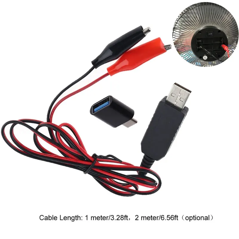 1/2 Meter USB 5V to DC 3V Power Supply Adapter Cables to Replace 2x AA AAA 1.5V Battery (with USB to Type C Connector)