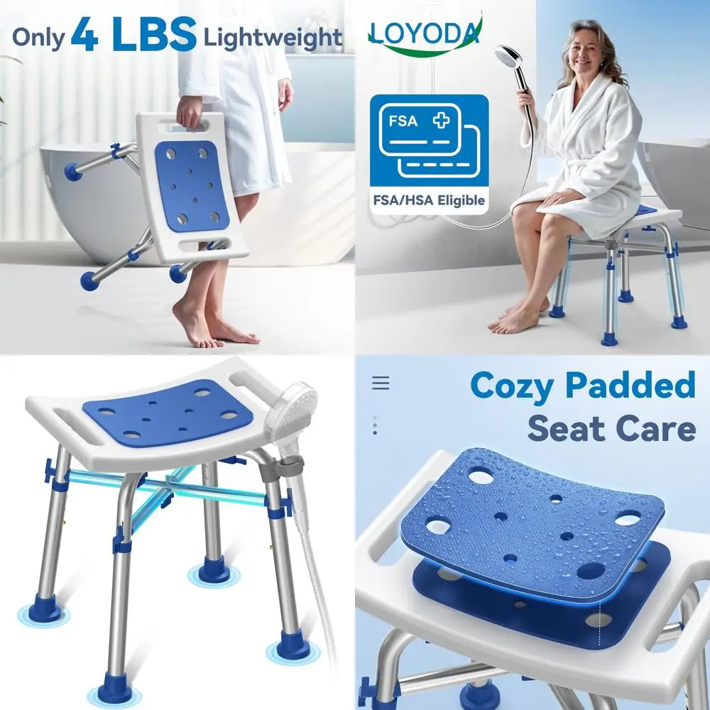 

Сверхмощная регулируемая скамейка для душа емкостью 500 фунтов с мягким сиденьем, подходит для пожилых людей и инвалидов