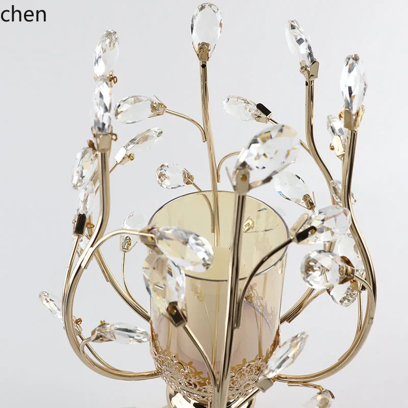 

14-WW candle candlestick crystal metal candlestick ornament for home dining table candlelight dinner props romantic