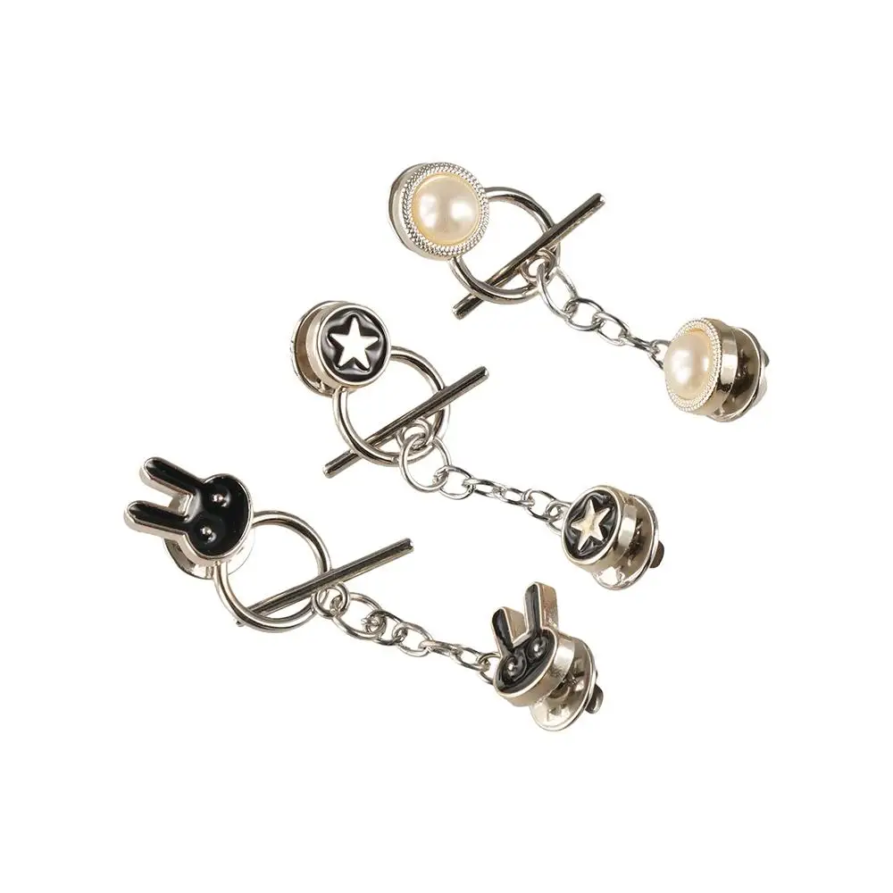 Rabbit Nail-Free Cardigan OT Buckle Triangle Detachable Flower Anti-light Brooch Crystal Adjustable