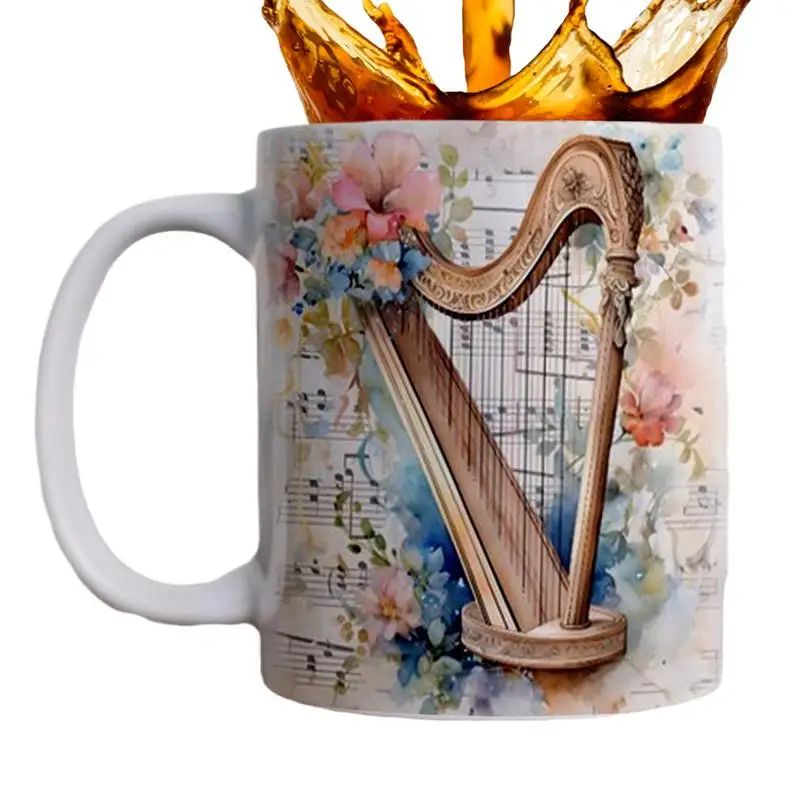 

Musical Instruments Coffee Mug Ceramic Accent Tea Cup Musical Instrument Lovers Cups for Band Music Lovers Musician
