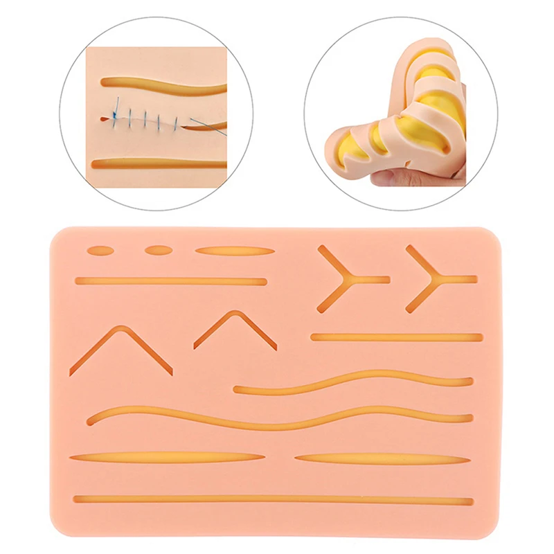 Reusable Surgical  Practice Traumatic Simulation Wounds  Training Teaching Model Suture Kit Pad Silicone Fake Skin Suture