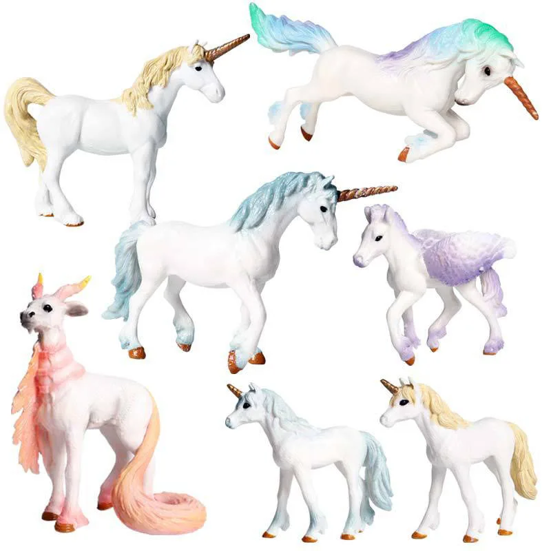 Colorful Unicorn Toy Simulation Animal Model Unicorns Action Figures Original Elf Fly Horse Figurines PVC Collection Toy For Toy