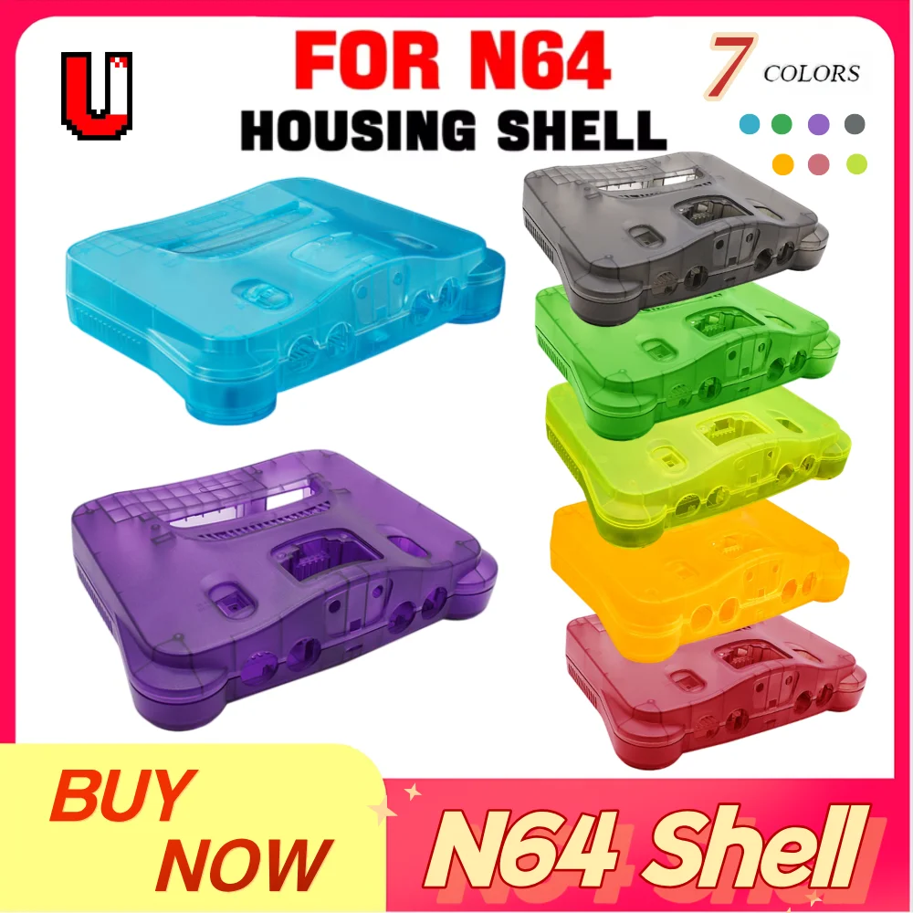 7 COLORS N64 Transparent Replacement Plastic Shell Translucent Case for N64 Replacement Boxes Transparent Boxes Plastic