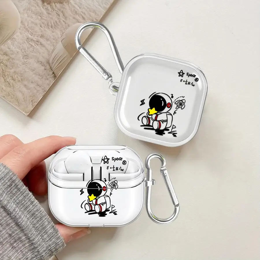 Super Cute Astronaut Case For Samsung Galaxy Buds 2 Live 3Pro 3 FE 4Pro 4 Pro Clear Earphone Cases Cover