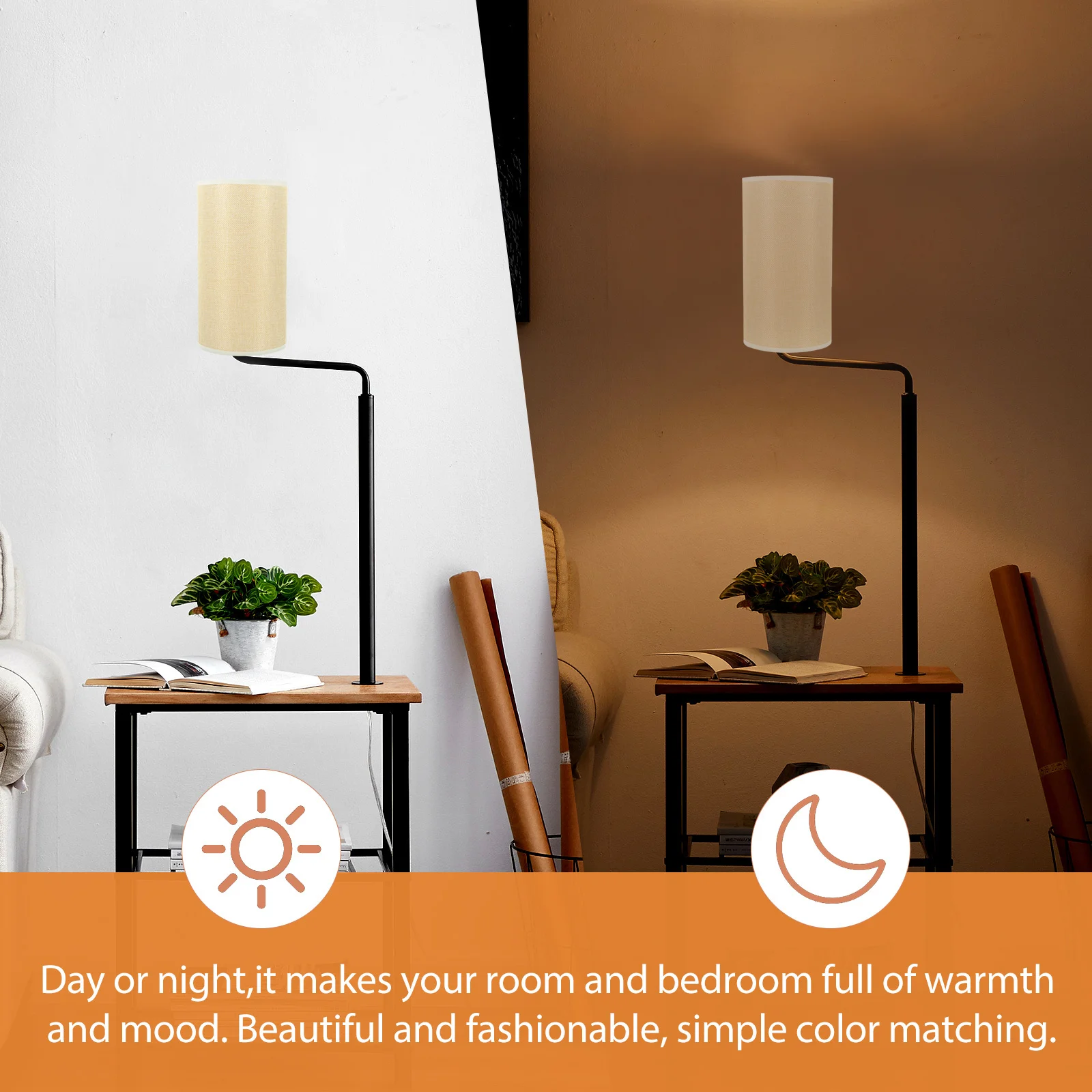 

Round Fabric Iron Lampshade Decorative Lamp Cover Table Floor Light Lightweight Easy Installation for Home Study Bedroom