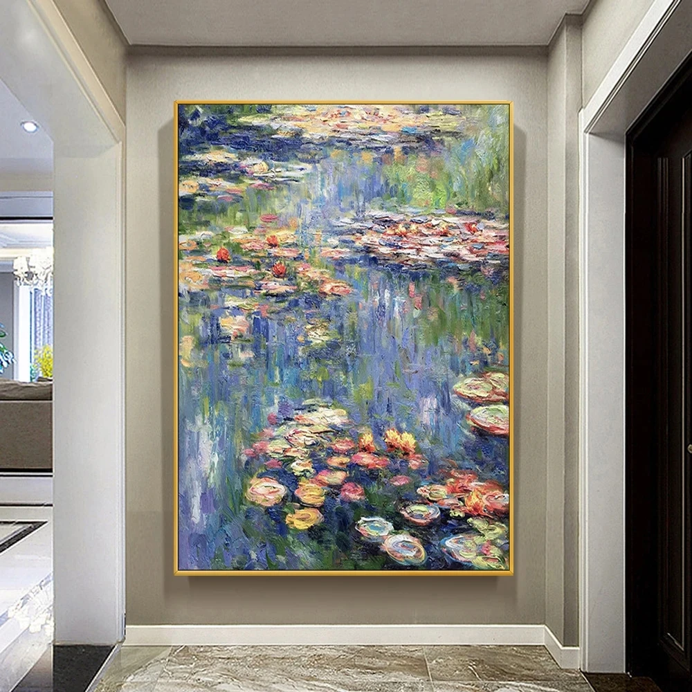 Famous Monet Diamond Painting Abstract Flower Water Lily Lake View Purple DIY Mosaic EmbroIDery  Living Room Decoration Mural