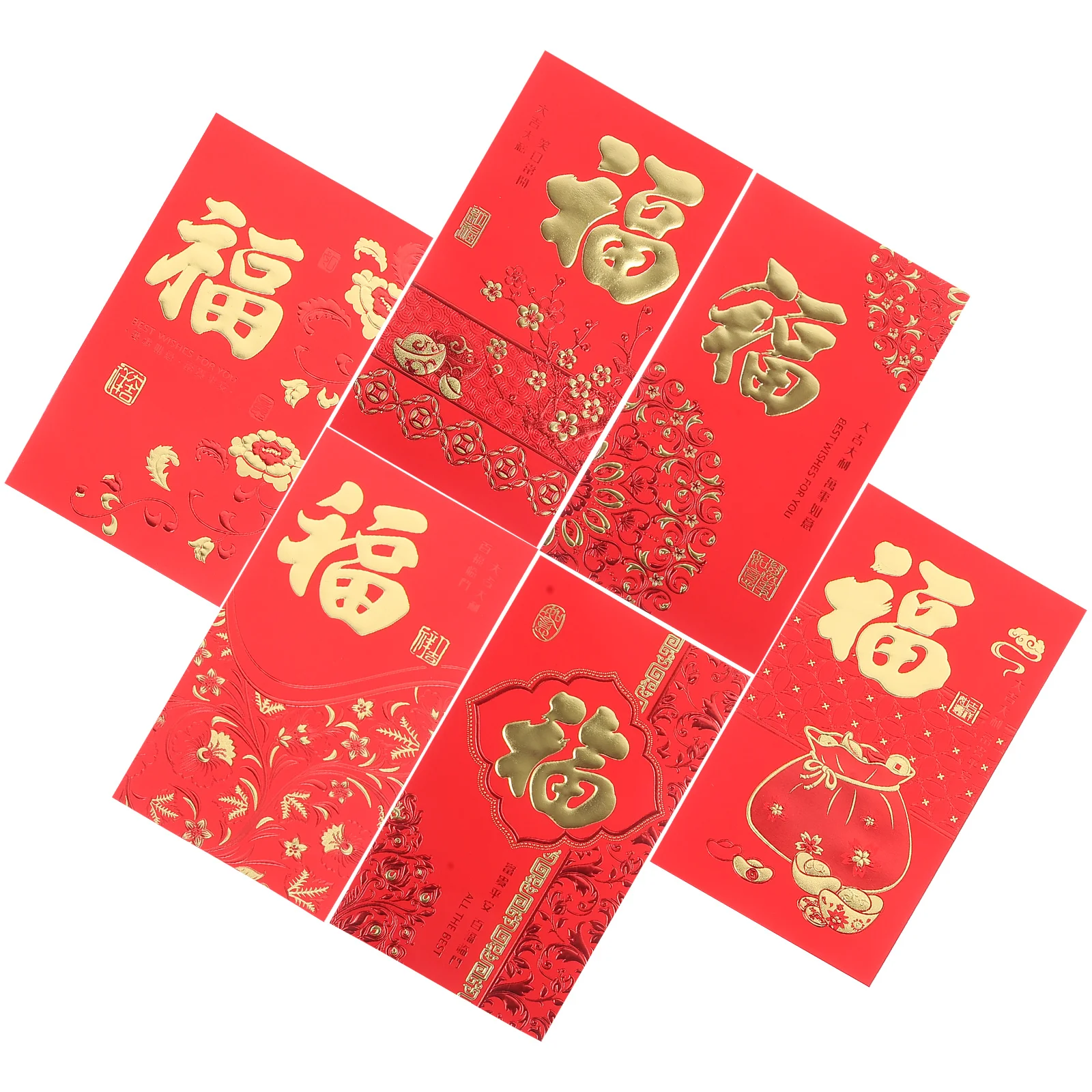 

6 Pcs Zodiac Sign Is Seal Money Envelopes Wedding New Year's Red Lunar Paper Small Chinese Style