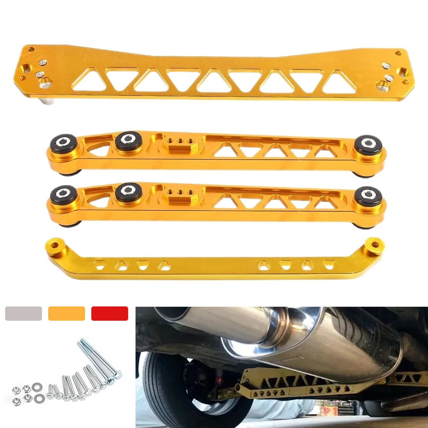 Billet Aluminium Achter Draagarmen Subframe Brace Tie Bar Past op Honda Civic EK 1996-2000