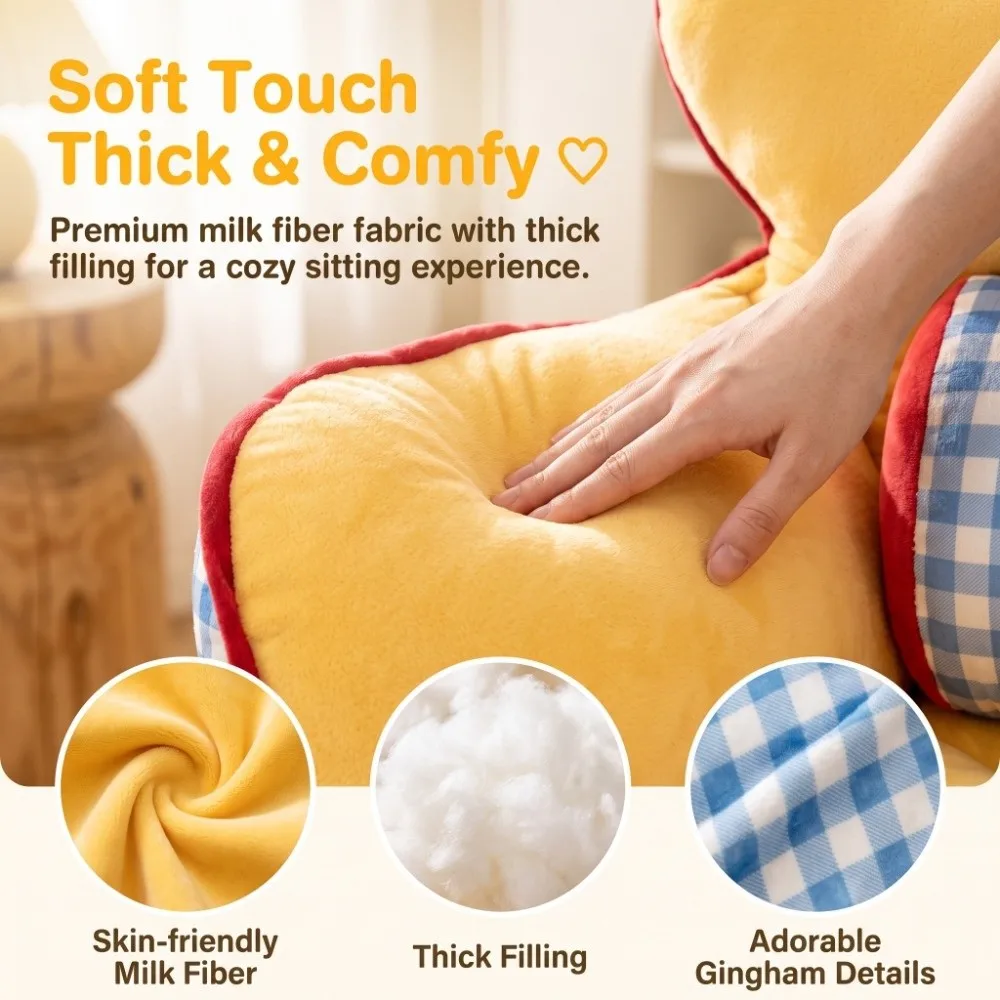 Thick Filling Cartoon Star Cushion Skin Friendly Surface Integrated Backrest Floor Seat Soft Filling Steady Support