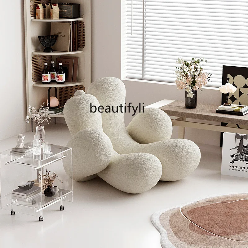 

Modern Cream Wind Lazy Sofa Designer Bedroom Leisure Chair Homestay Single Sofa