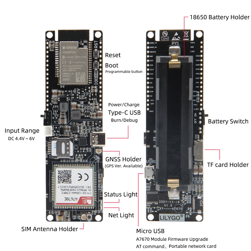 ワイヤレスモジュールa7670sar2 T-PCIE/T-SIM a7670e a7670sar2,sep32,arduino 4g lte cat1 mcu32開発ボード