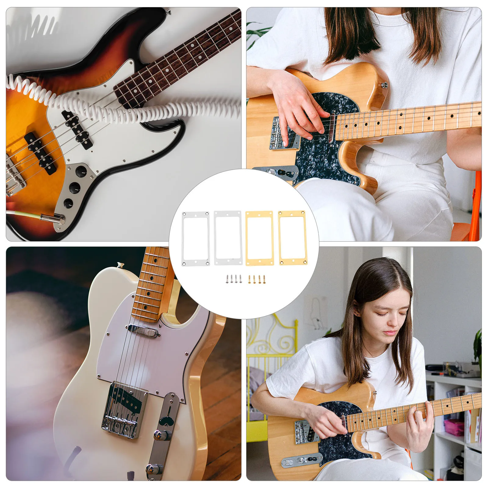 

4pcs Electric Guitar Pickup Frames 2Mm Thick Metal Mounting Rings Protective Covers For Guitar Parts Accessories Wear-Resistant