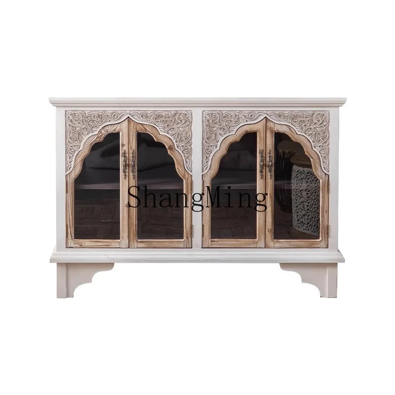 

CL rural retro carved dining side cabinet entry living room entrance storage homestay restaurant storage decorative cabinet