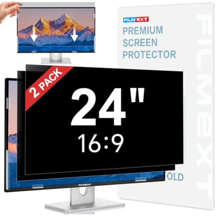 

24 Inch Computer Privacy Screen for Office Use, PET Material, Black, Anti-Glare Anti-Blue Light Anti-Spy Protection with Remova