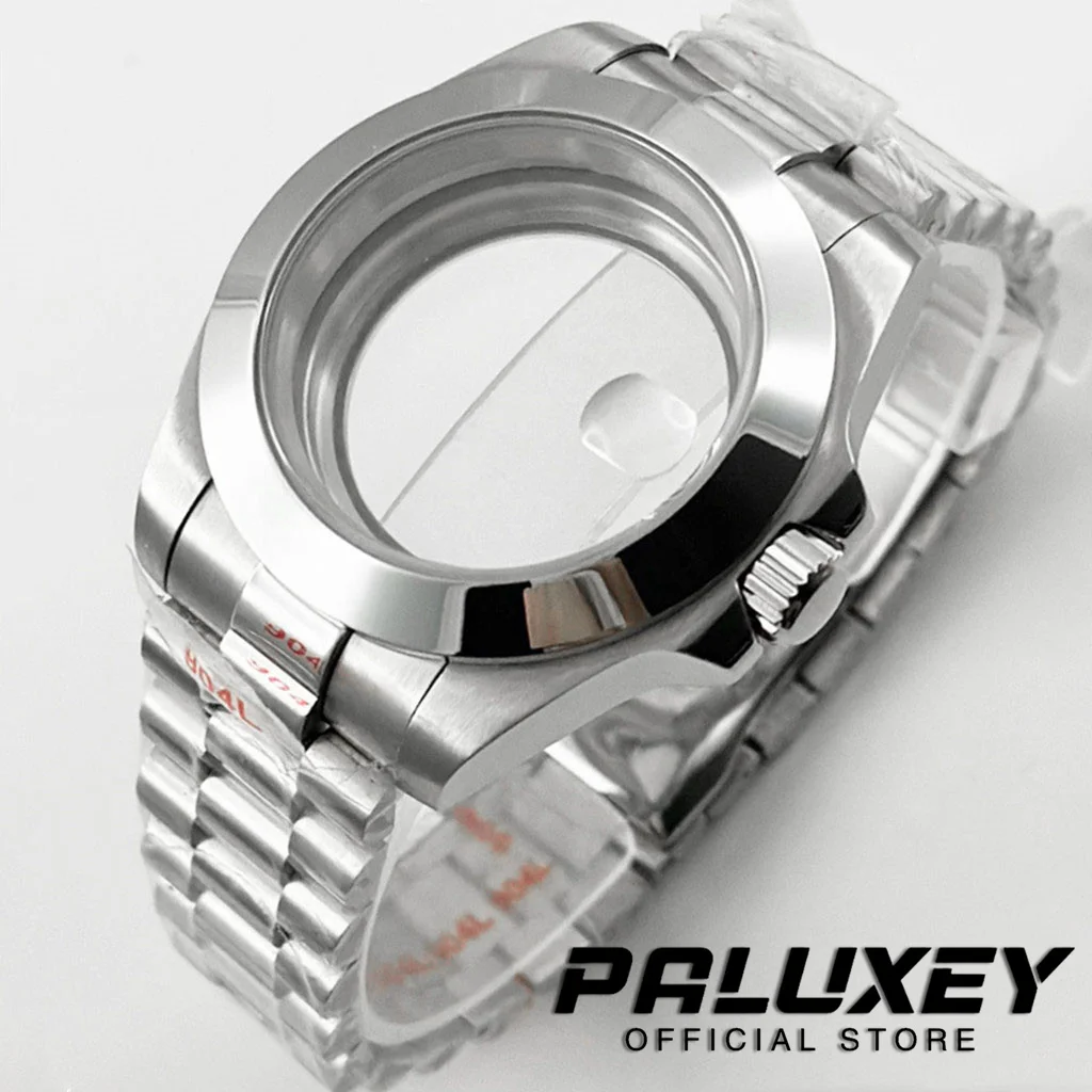 

NH35 40mm Silver Case Sapphire Crystal Waterproof Presidential Bracelet Watch Case for NH34 NH35 NH36 ETA 2824 PT5000 Movement