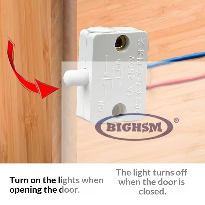 Automatic Reset Switch, Household Cabinet Door Control Switch, Wardrobe Light, Easy To Install.