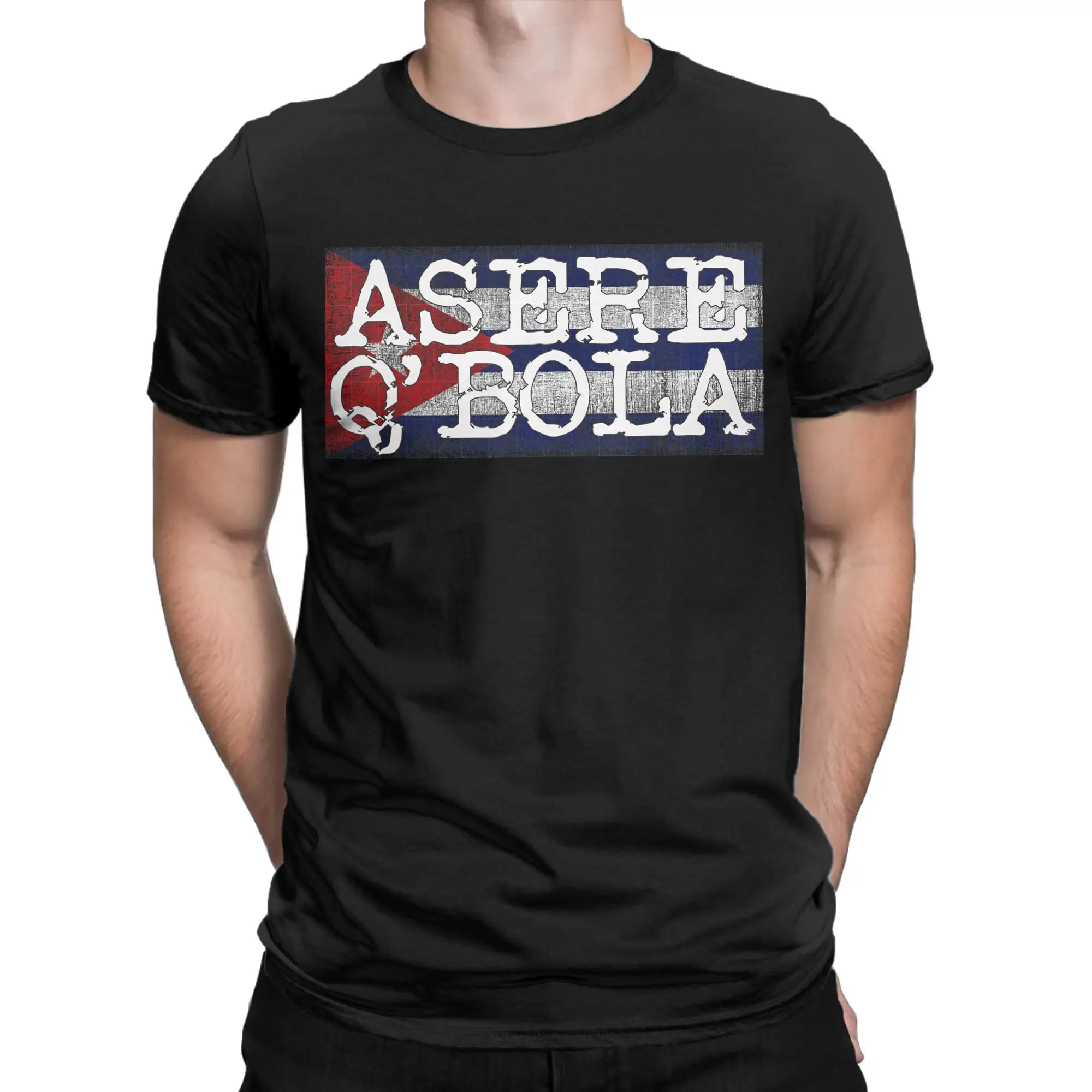 Funny Cuban Greeting Asere Que Bola T-Shirts Men Flag Hipster Cotton Tees Crew Neck Short Sleeve T Shirts Plus Size Tops