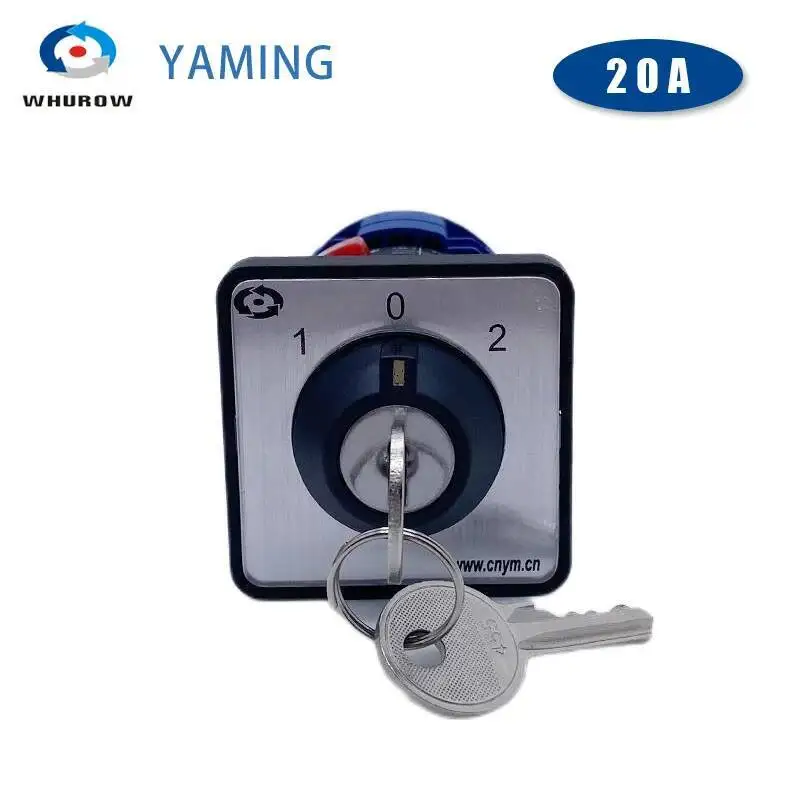 Lw26 Drie Positie 20a Twee Polen Universele Wisselnokkenschakelaar Met Vergrendelingssleutel 22Mm Gat Eenvoudige Installatie YMW26-20YS3/2s1