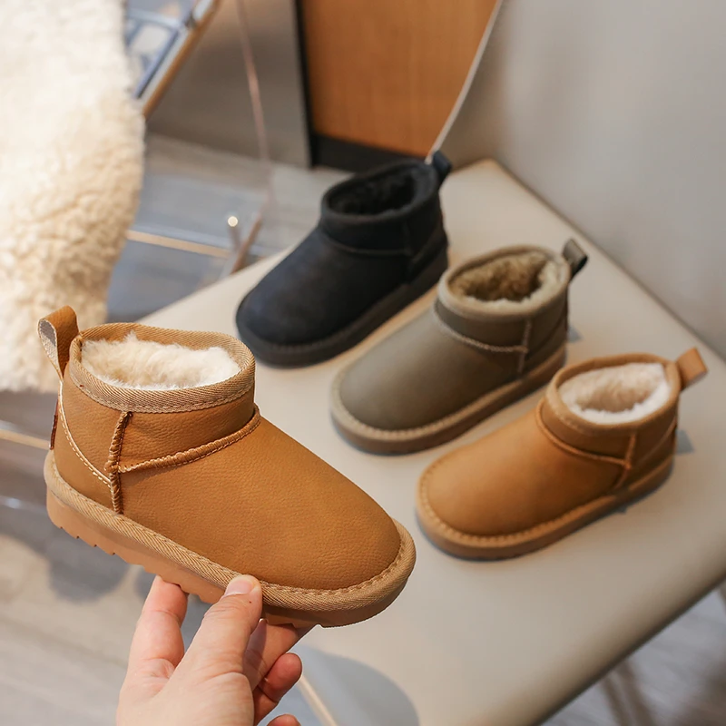 2025 Children Ankle Thermal Boots Winter Warm Boys Girls Causal Cotton Boots Simple Outdoor Versatile Kids Fashion Snow Boots