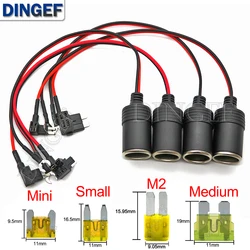 1Set Pure Copper Car Cigarette Lighter Charger Cable Female Socket Plug Connector Adapter Cable With Car Fuse 10A 20A 30A 25A 1A