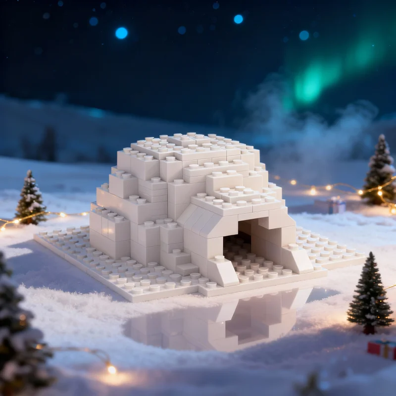 

Набор из 144 деталей MOC: Классическая модель городка-иглу. Конструктор для сборки. Идея для подарка на Рождество. Развивающие игрушки-кирпичики. Креативный набор.