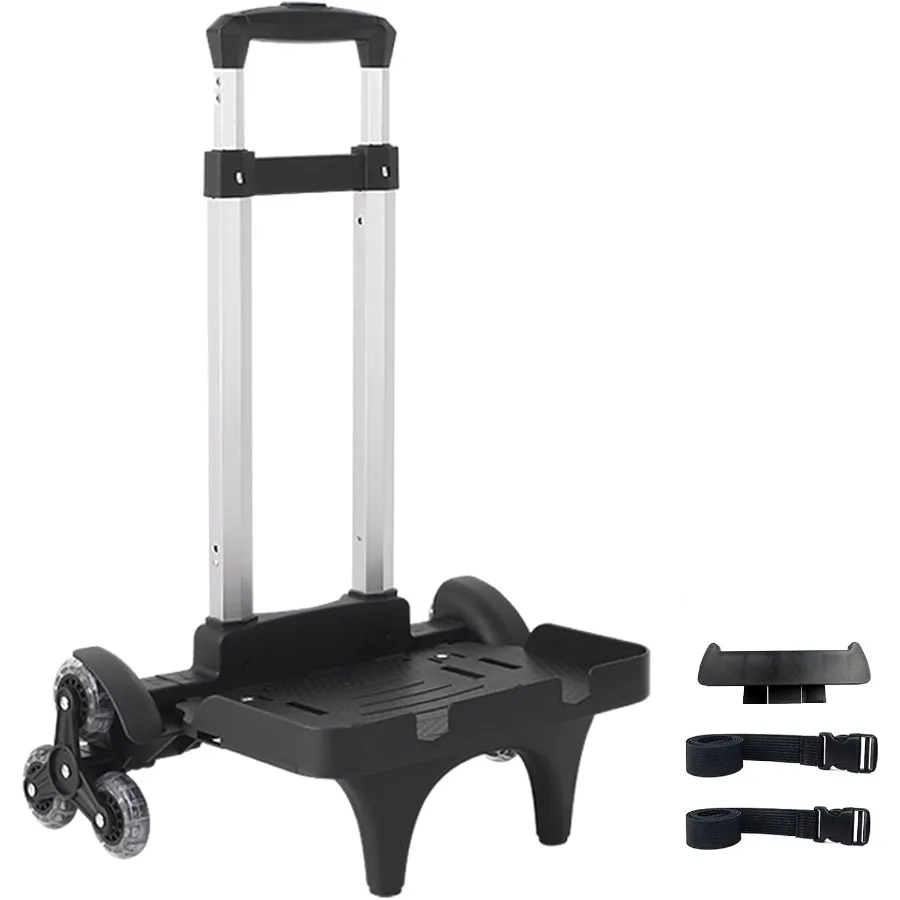 

Backpack Trolley Wheeled Cart- Foldable Aluminium Alloy Hand Truck with 6 Wheels and Luggage Strap for Backpacks and Travel Lug