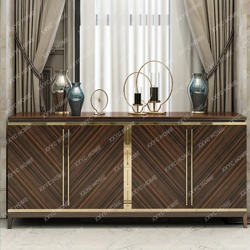 Simple modern light luxury stainless steel entrance dining side cabinet model room classical locker