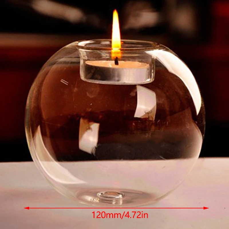 Transparent Round Hollow Glass Candle Holder Christmas Wedding Banquet Bar Party Wax Holder Candlesticks Home Decoration