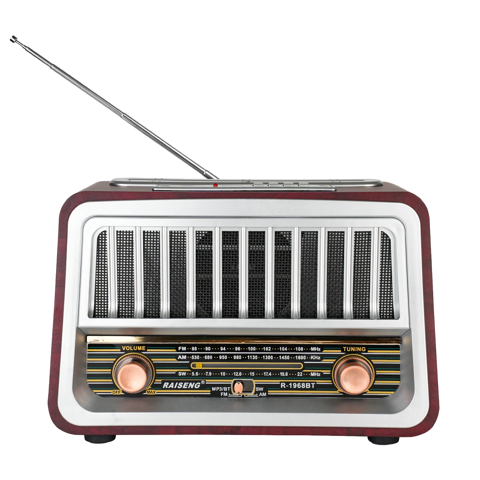 

Классическое ретро-радио, радиоприемник в деревянной коробке Удобное радио AM FM SW, перезаряжаемая батарея, воспроизведение TF-карты, идеально подходит в подарок