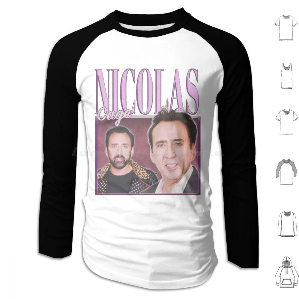 Sudaderas divertidas de Nicolas Cage de manga larga con la cara extraña de Nicolas Cage