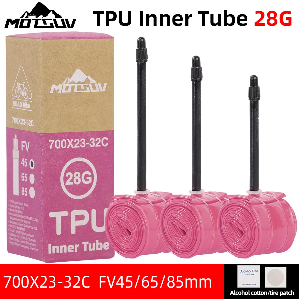 10 Stück Ultraleichte Fahrrad-TPU-Schläuche 700X23/25/28/32C Rennrad-TPU-Material Reifen 45mm/65mm/85mm Länge Französisches Ventil MTB – Detail 1