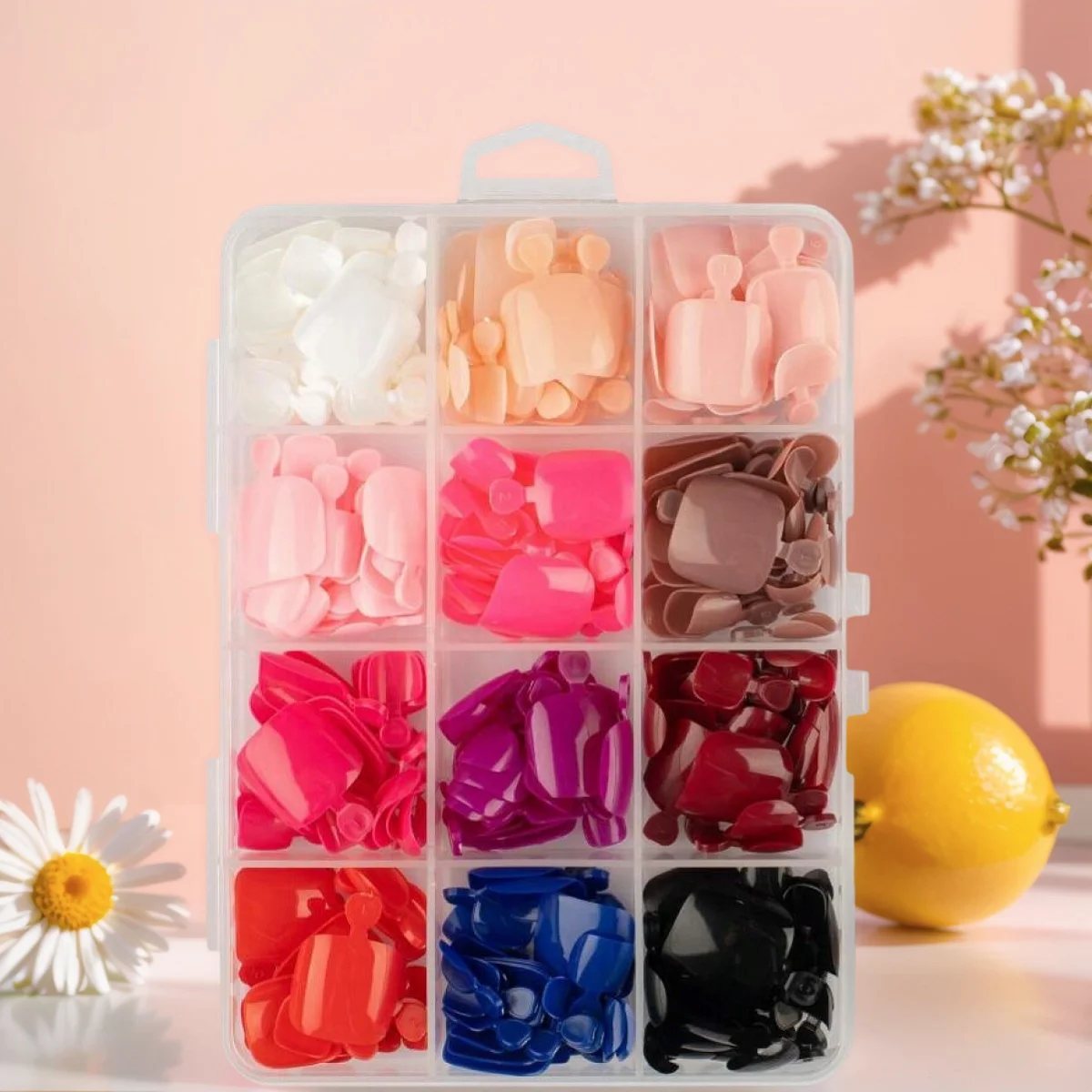 288 قطعة مربعة قصيرة اضغط على أظافر القدم-12 لونًا لامعًا لون نقي غطاء كامل أظافر نصائح لتزيين الملابس اليومية النسائية