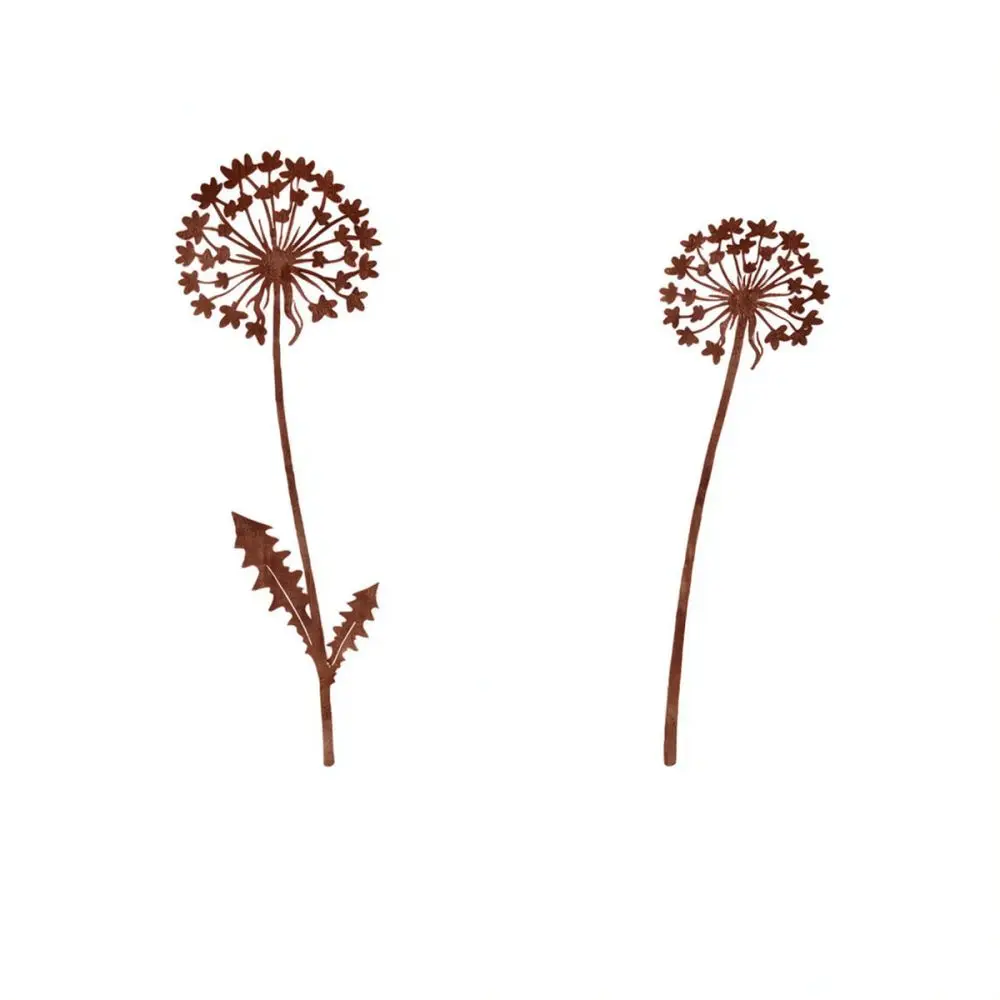 Decorative Dandelion Iron Garden Stake Outdoor Yard Ornament Rustic Metal Art Lawn Pathway Landscaping Decoration