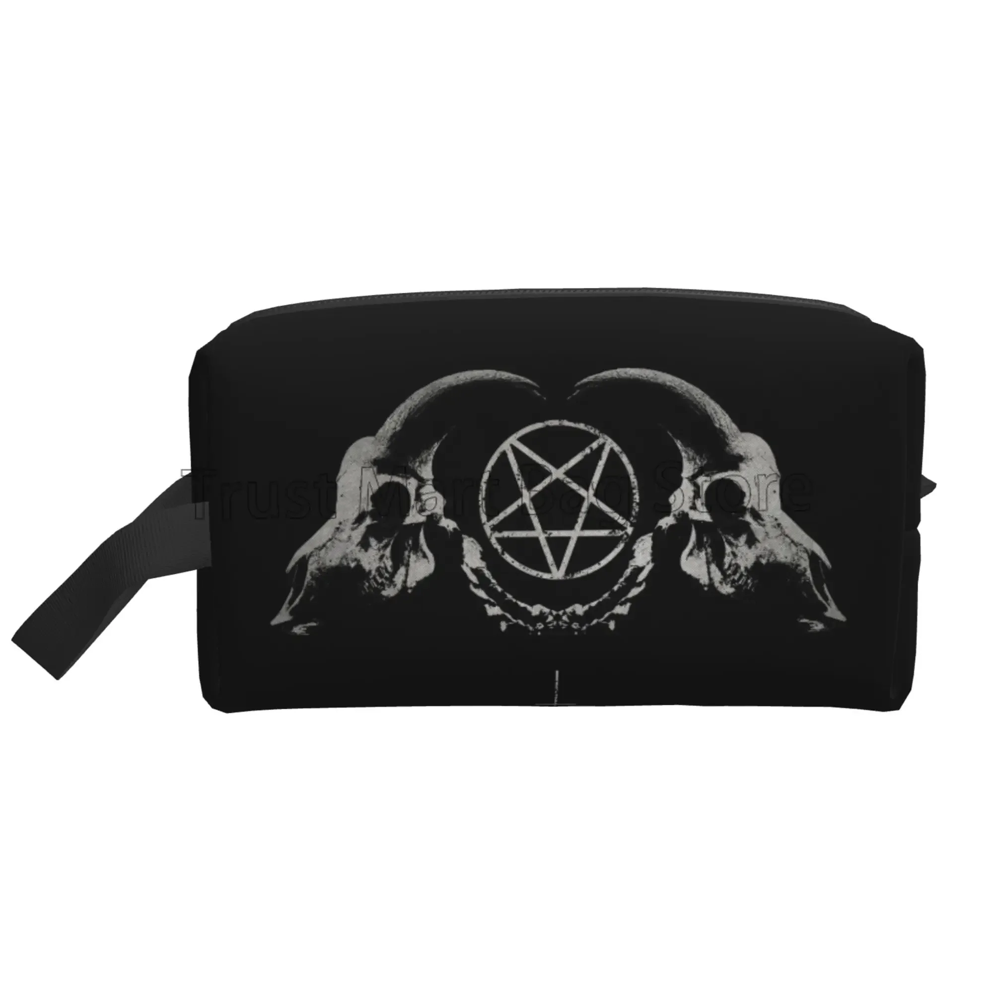 Pentagram Satantic Occult Church of Satan Goat Goth Storage Bags Unisex Portable Large Capacity Travel Cosmetic Bag Makeup Bag