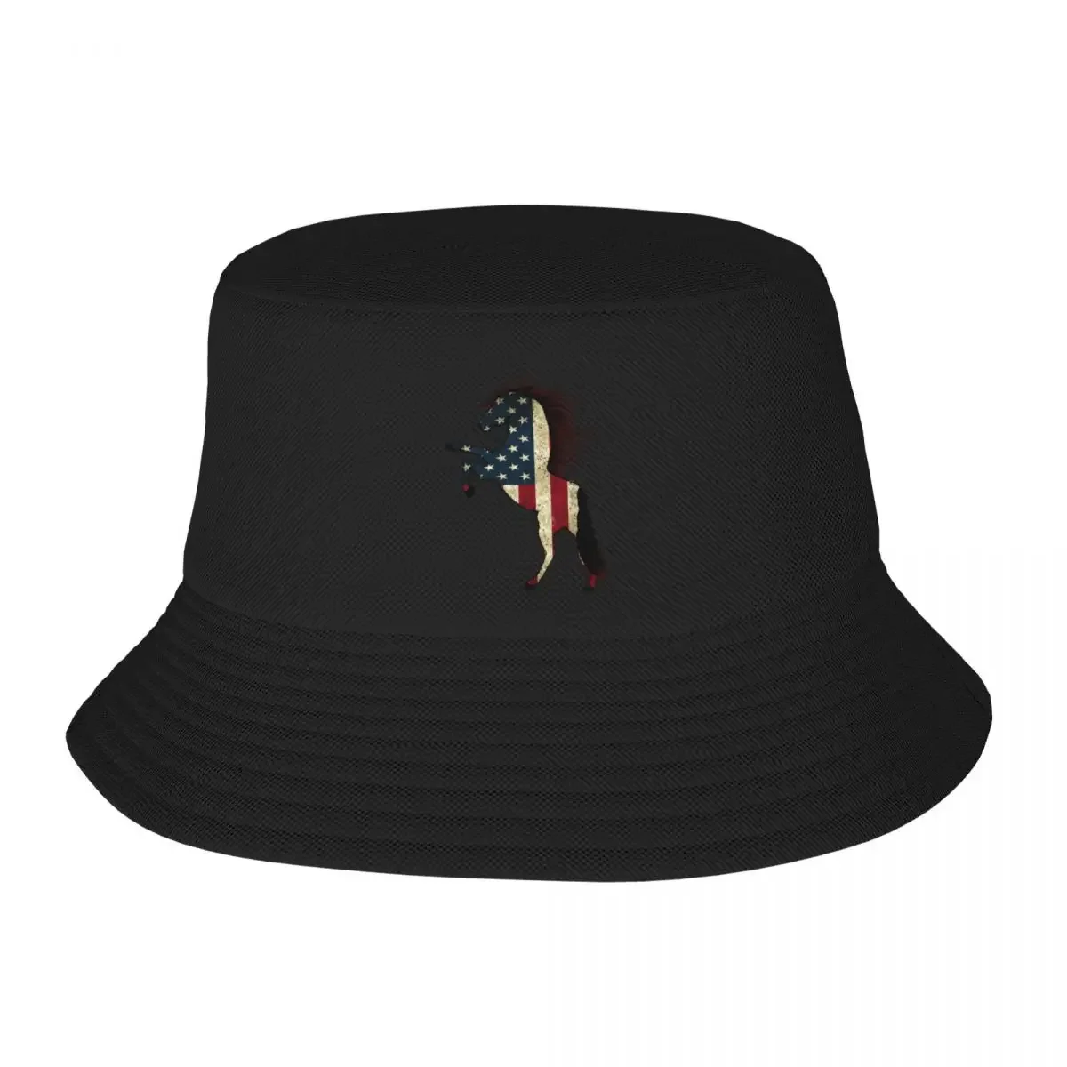 American Flag Horse Lover Design, Patriotic Equestrian Design Bucket Hat |-F-| Custom Cap Mountaineering Girl'S Hats Men's